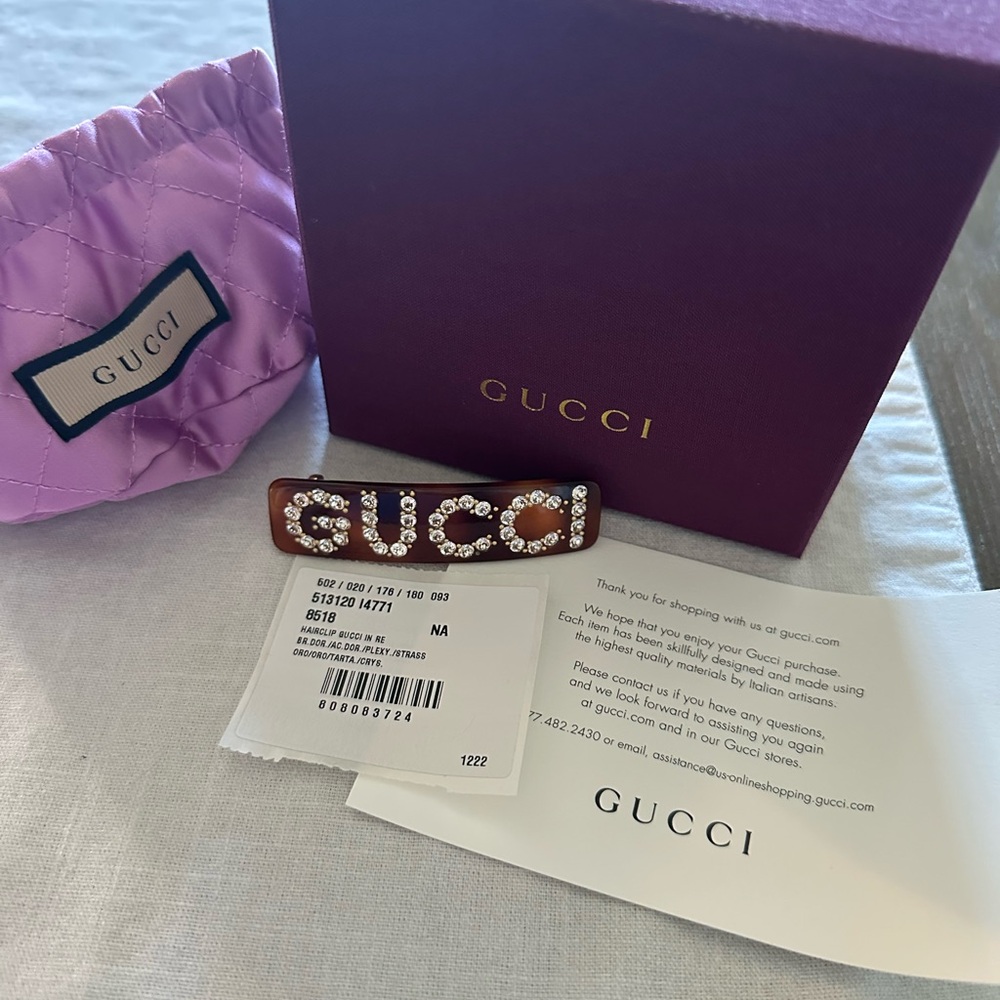 Gucci Tortoiseshell Hair Clip with Gold Accents